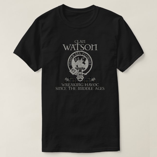 T-shirt Watson Clan crest Scottish nom tartan Thistle (Design devant)