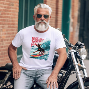 T-shirt Wave Rider : Doberman Pinscher Dog Surf en style