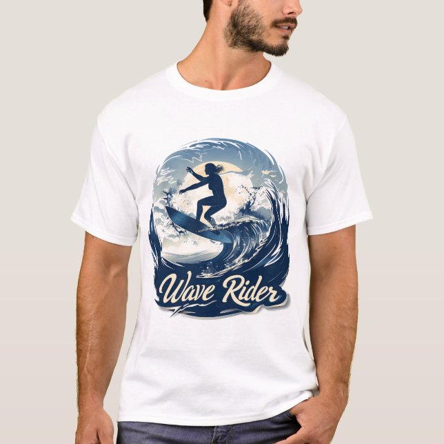 T-shirt Wave Rider Surfer Tee : Ride in Style (Devant)
