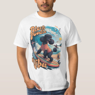T-shirt Wave Rider : Un caniche noir Surf Adventure