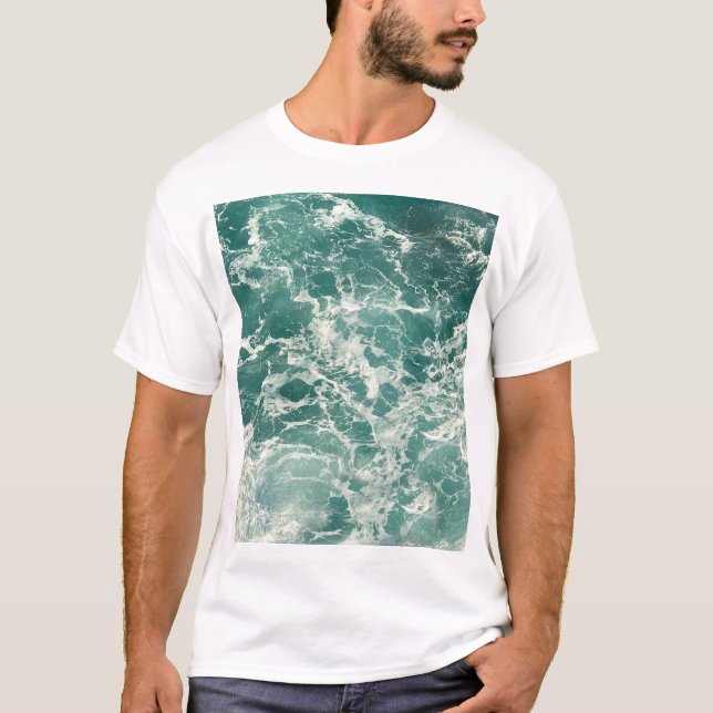 T-shirt Waves Blue Green (Devant)