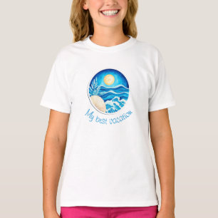 T-shirt Waves, sun, shell