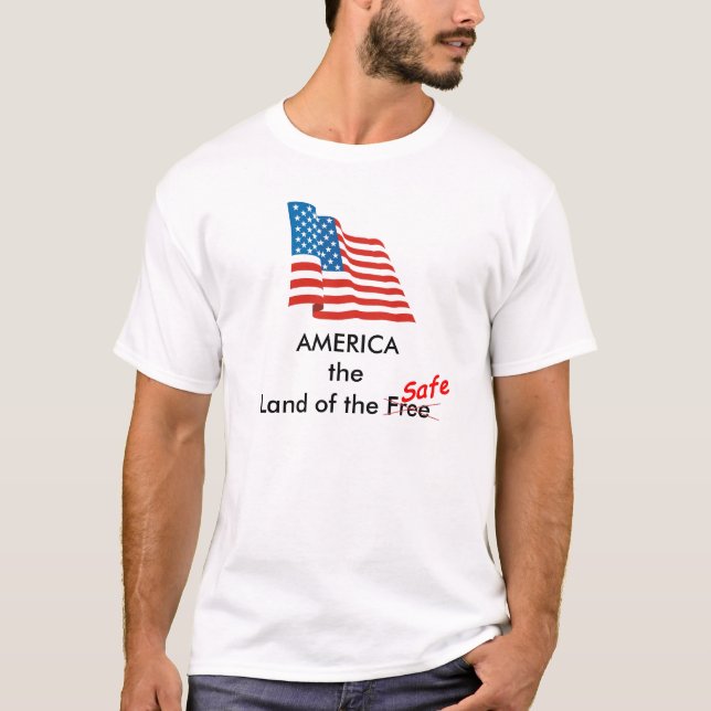 T-shirt waving_us_flag_large, coffre-fort, x, AMERICALand (Devant)