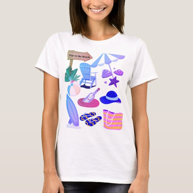 T-shirt Way to the Beach - Summer Vacation Clipart Design (Devant)