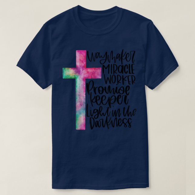 T-shirt Waymaker Miracle Worker Rainbow, Christian (Design devant)