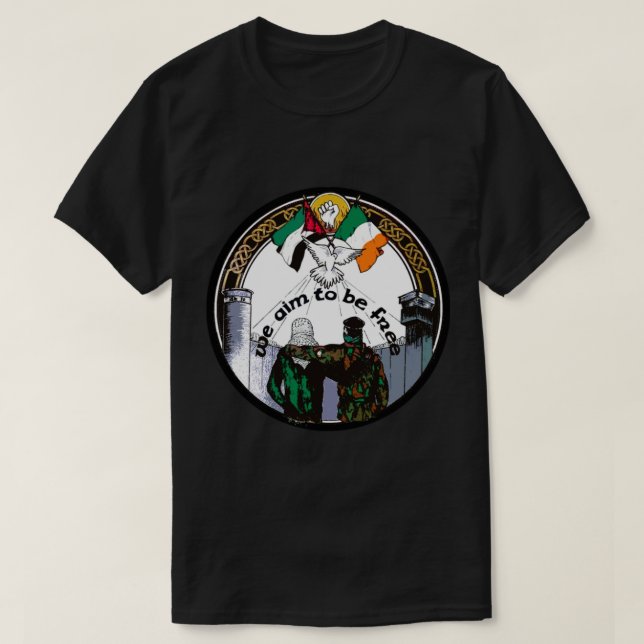 T-shirt We Aim To Be Free - Irish Palestinian Solidarity.  (Design devant)