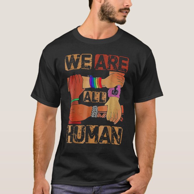 T-shirt We Are All Human Black History Month Afro African  (Devant)