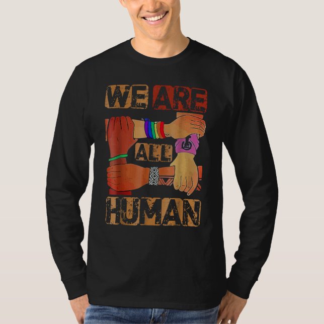 T-shirt We Are All Human Black History Month Afro African  (Devant)