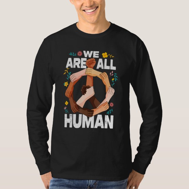 T-shirt We Are All Human Fist Hands African American Black (Devant)