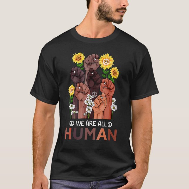 T-shirt We Are All Human Pride Sunflower Peace African Rai (Devant)