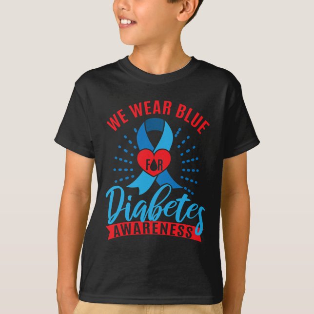T-shirt We Wear Blue For Diabetes Awareness  (Devant)