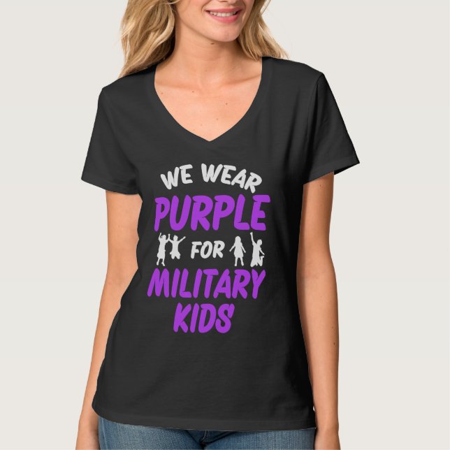 T-shirt We Wear Purple For Military Kids (Devant)
