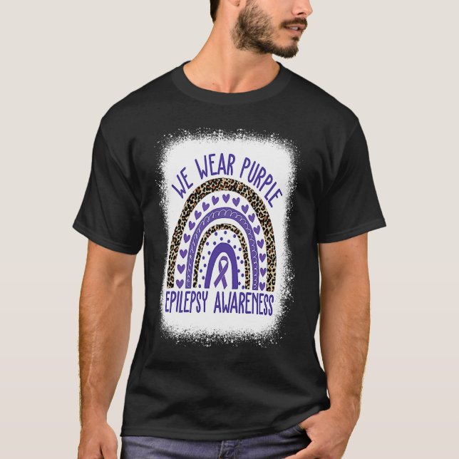 T-shirt We Wear Purple Leopard Rainbow For Epilepsy Awaren (Devant)