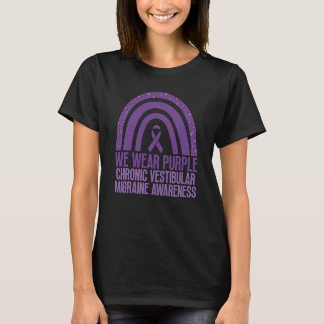 T-shirt We Wear Purple Migraine Awareness In Cool Rainbow  (Devant)
