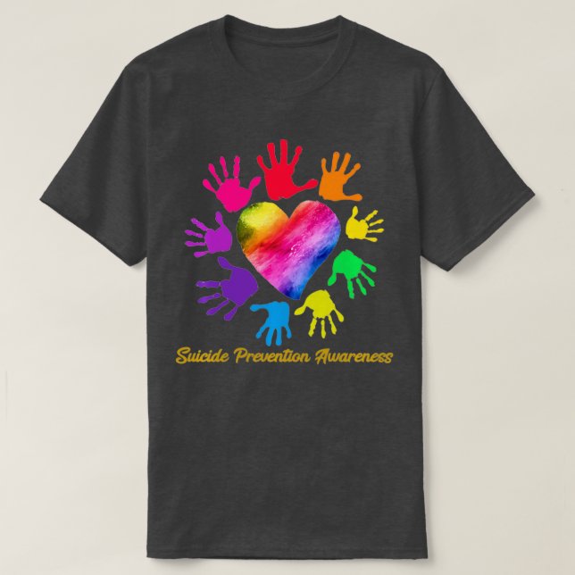 T-shirt We Wear Rainbow Heart For Suicide Prevention Aware (Design devant)