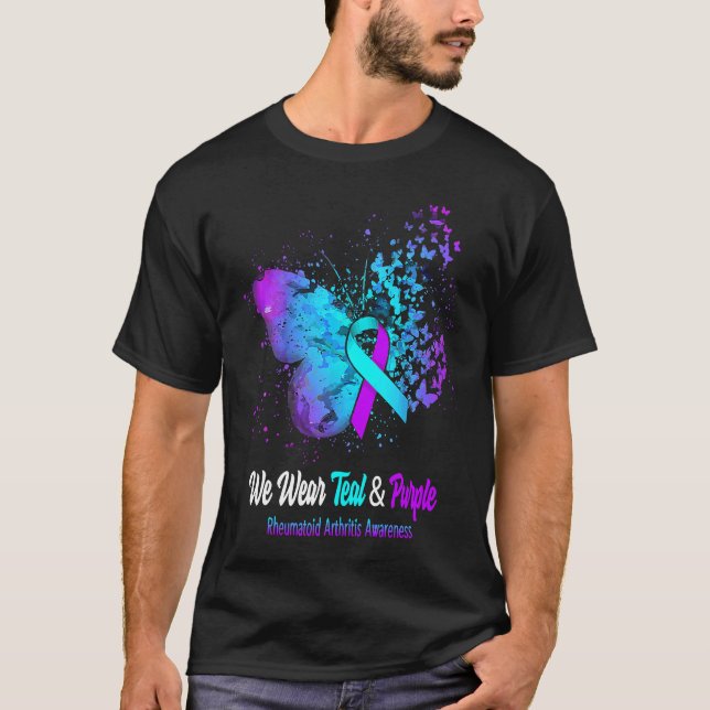 T-shirt We Wear Teal And Purple Rheumatoid Arthritis Aware (Devant)