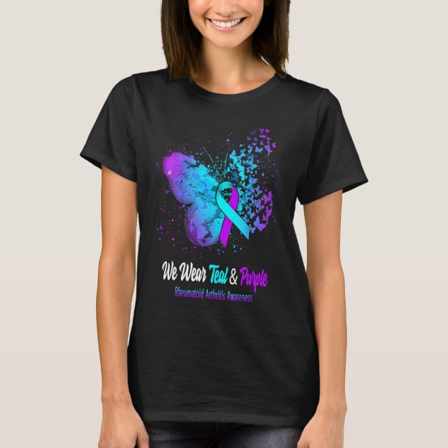 T-shirt We Wear Teal And Purple Rheumatoid Arthritis Aware (Devant)