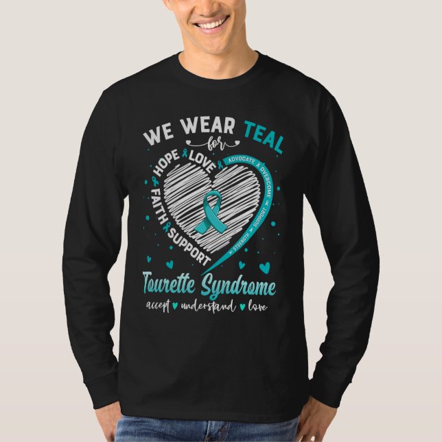 T-shirt We Wear Teal For Tourette Syndrome Awareness Ribbo (Devant)