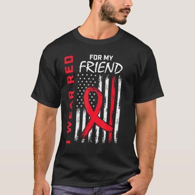 T-shirt Wear Red Friend Heart Disease Awareness Flag Match (Devant)