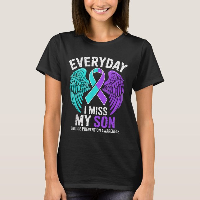 T-shirt Wear Teal &amp; Purple I Miss My Son Suicide Preve (Devant)