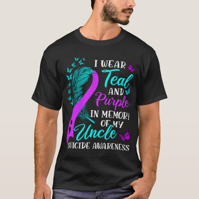 T-shirt Wear Teal Purple In Memory Of My Uncle Suicide Awa (Devant)