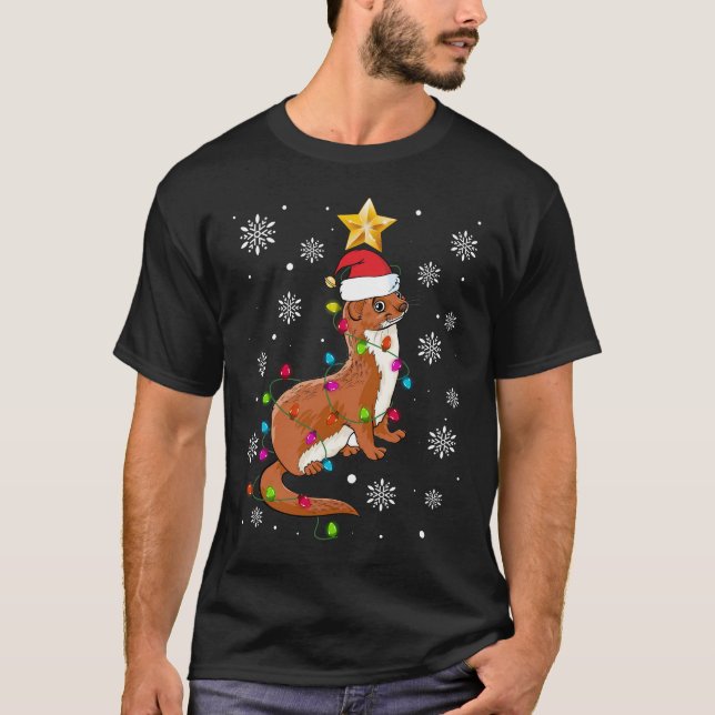 T-shirt Weasel Lighting Xmas Tree Matching Weasel Christma (Devant)