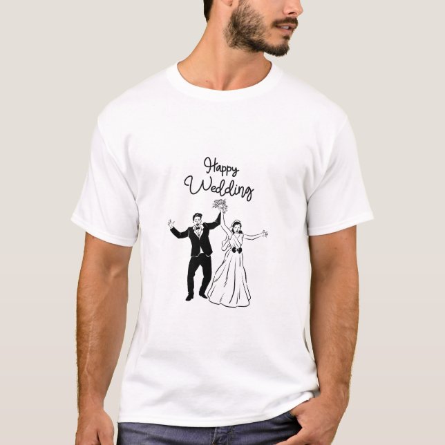T-shirt Wedding Invitation Black Gold Luxury Style (Devant)