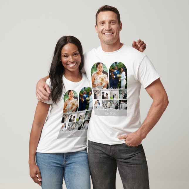 T-shirt Wedding Memories 10 Photo Collage Couple Template (Unisexe)