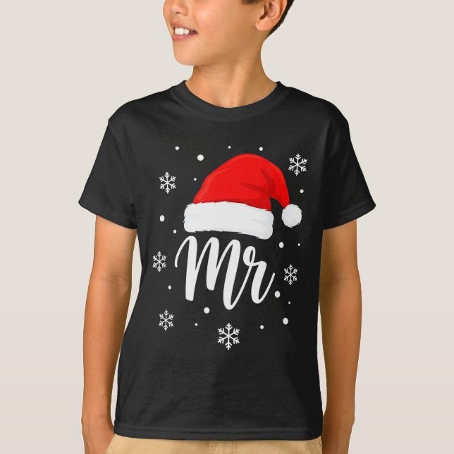 T-shirt Wedding Mr. Santa Hat, Mr. Christmas Snowflakes Fo (Devant)