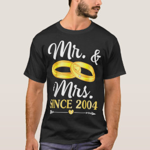 T-shirt Wedding Ring Married Mr & Mrs Since 2004 Happy Hus