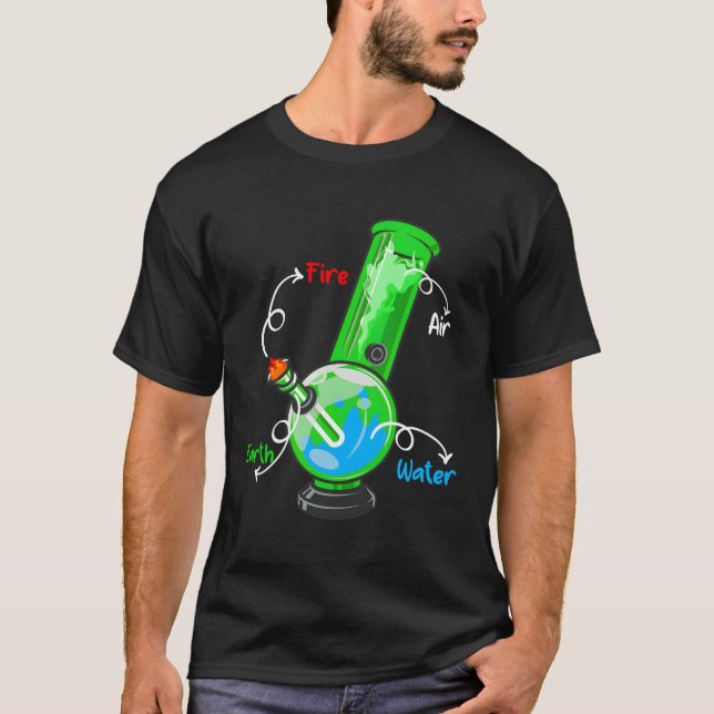 T-shirt Weed Bong Elets Incendie Eau D'Air Thc Tabagisme A (Devant)
