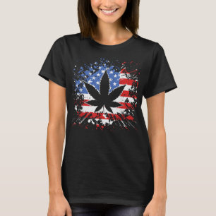 T-shirt Weed drapeau américain 4 juillet Marjuana Patrioti
