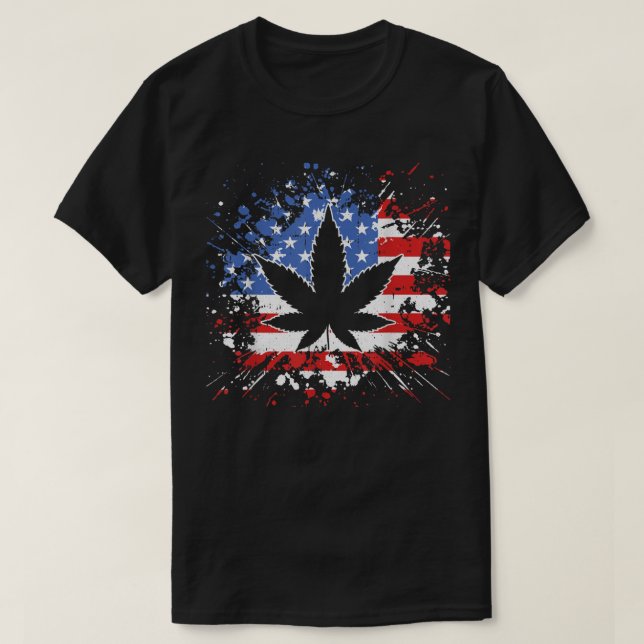 T-shirt Weed drapeau américain 4 juillet Marjuana Patrioti (Design devant)