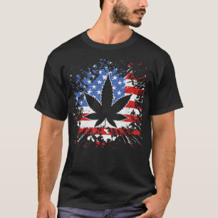 T-shirt Weed drapeau américain 4 juillet Marjuana Patrioti
