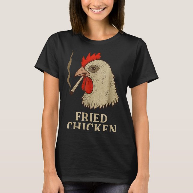 T-shirt Weed Meme Funny Fried Chicken Smoking  (Devant)