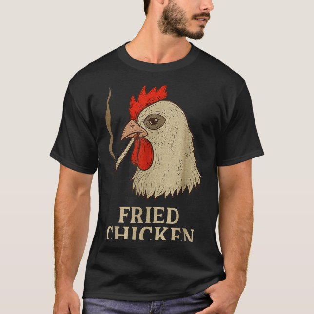 T-shirt Weed Meme Funny Fried Chicken Smoking  (Devant)