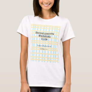 T-SHIRT WEEK-END CLUB RETRO EVE DE FILLE BLEU JAUNE DATE