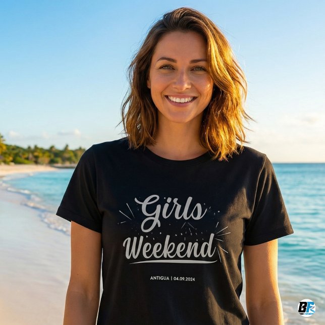 T-shirt Week-end entre filles personnalisable lieu (Créateur téléchargé)