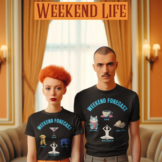 T-shirt Week-end Prévision Chiot, Sips, Jeu, Yoga (Créateur téléchargé)