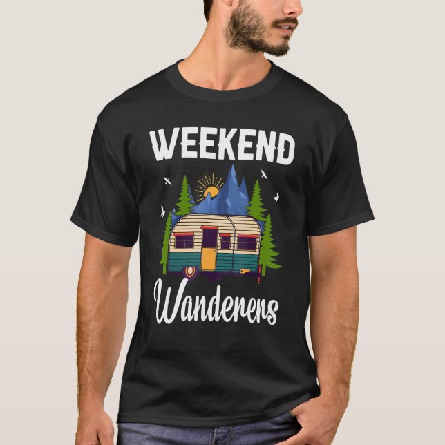 T-shirt Week-End Wilderness Camping Pour Père Grand-Père M (Devant)