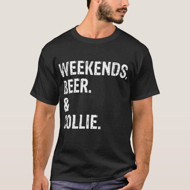 T-shirt Week-ends Bordure de la bière et de la collie Coul (Devant)