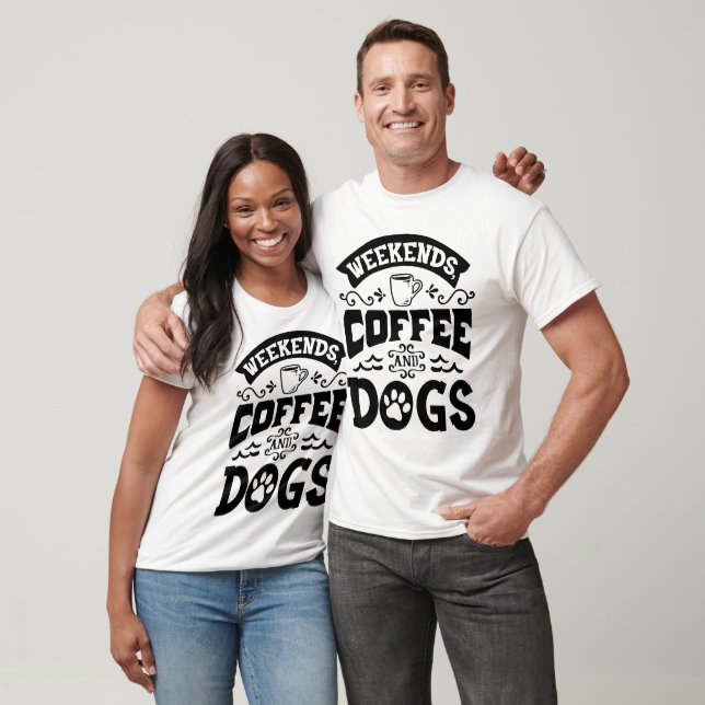 T-shirt Week-ends Café et Chiens (Unisexe)