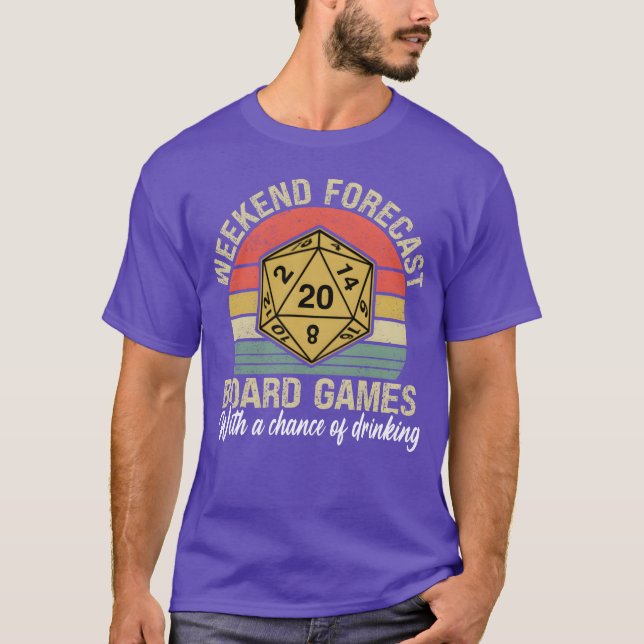 T-shirt Weekend Forecast Board Games And Drinking family v (Devant)