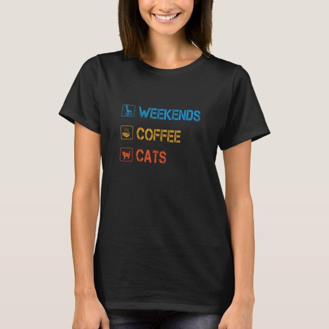 T-shirt Weekends Café Et Chats Vintage (Devant)