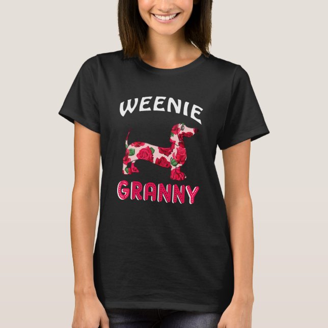T-shirt Weenie Granny Floral Dachshund Propriétaire Chien  (Devant)