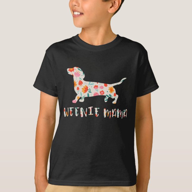 T-shirt Weenie Mama Dachshund floral (Devant)