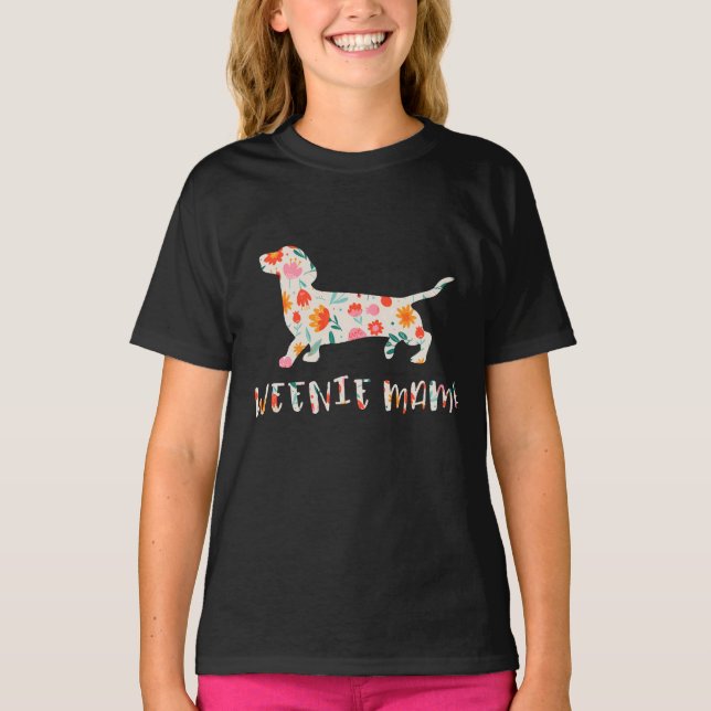 T-shirt Weenie Mama Dachshund floral (Devant)
