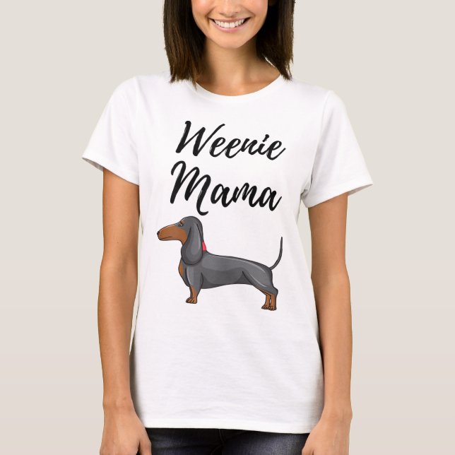 T-shirt Weenie Mama Drôle Dachshund Amant Weiner Chien Cad (Devant)