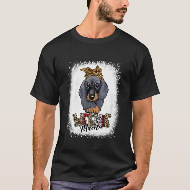 T-shirt Weenie Mama Leopard Dachshund Maman blanchie (Devant)