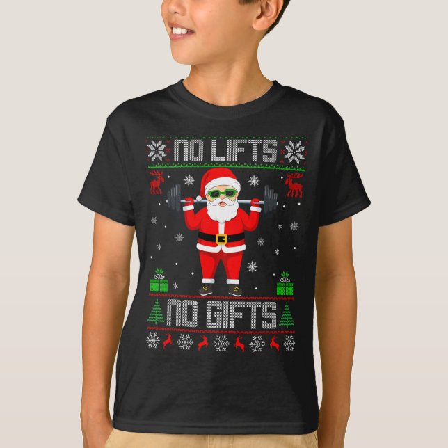 T-shirt Weightlifting Workout Gym Santa Christmas Ugly Swe (Devant)